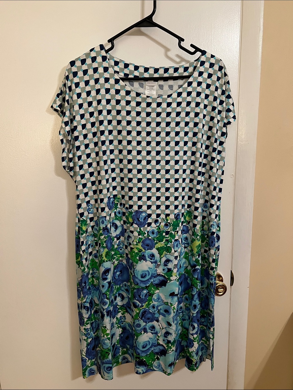 Privacy Blue Floral & Geometric Shift Dress